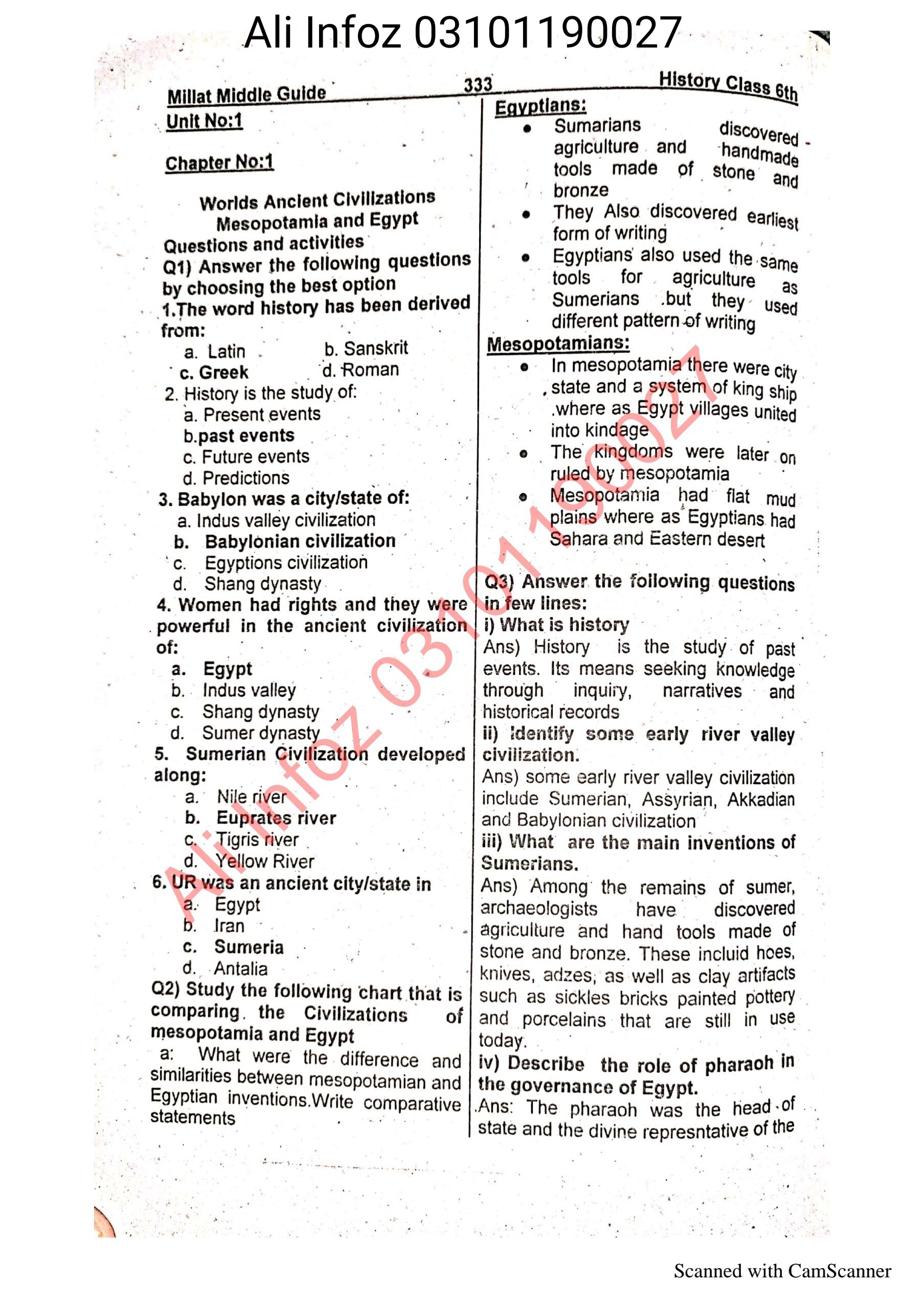 History 6th Guide تاریخ گائیڈ جماعت ششم  Cover