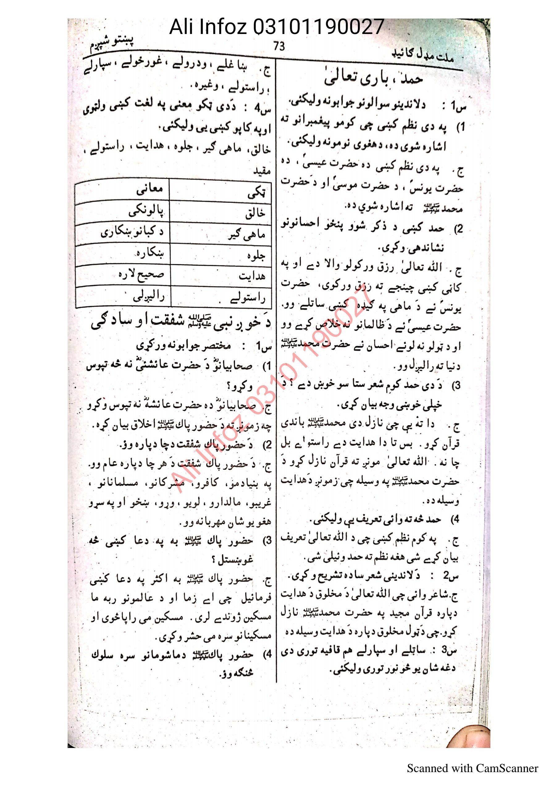 Pashto 6th Guide پشتو گائیڈ جماعت ششم  Cover