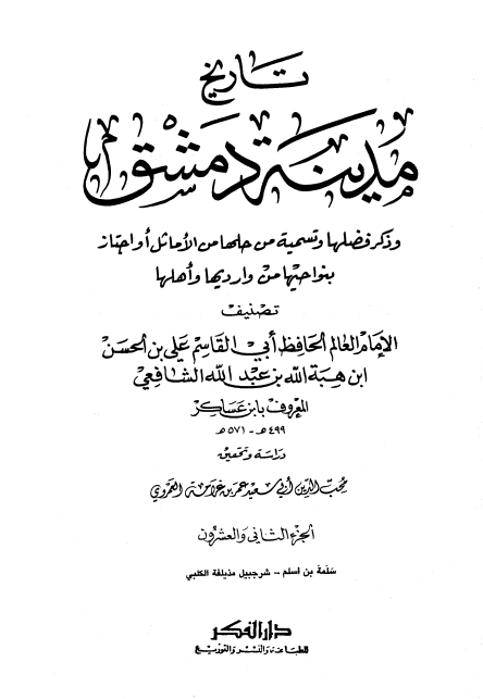 تاريخ مدينة دمشق ٢٢ Cover